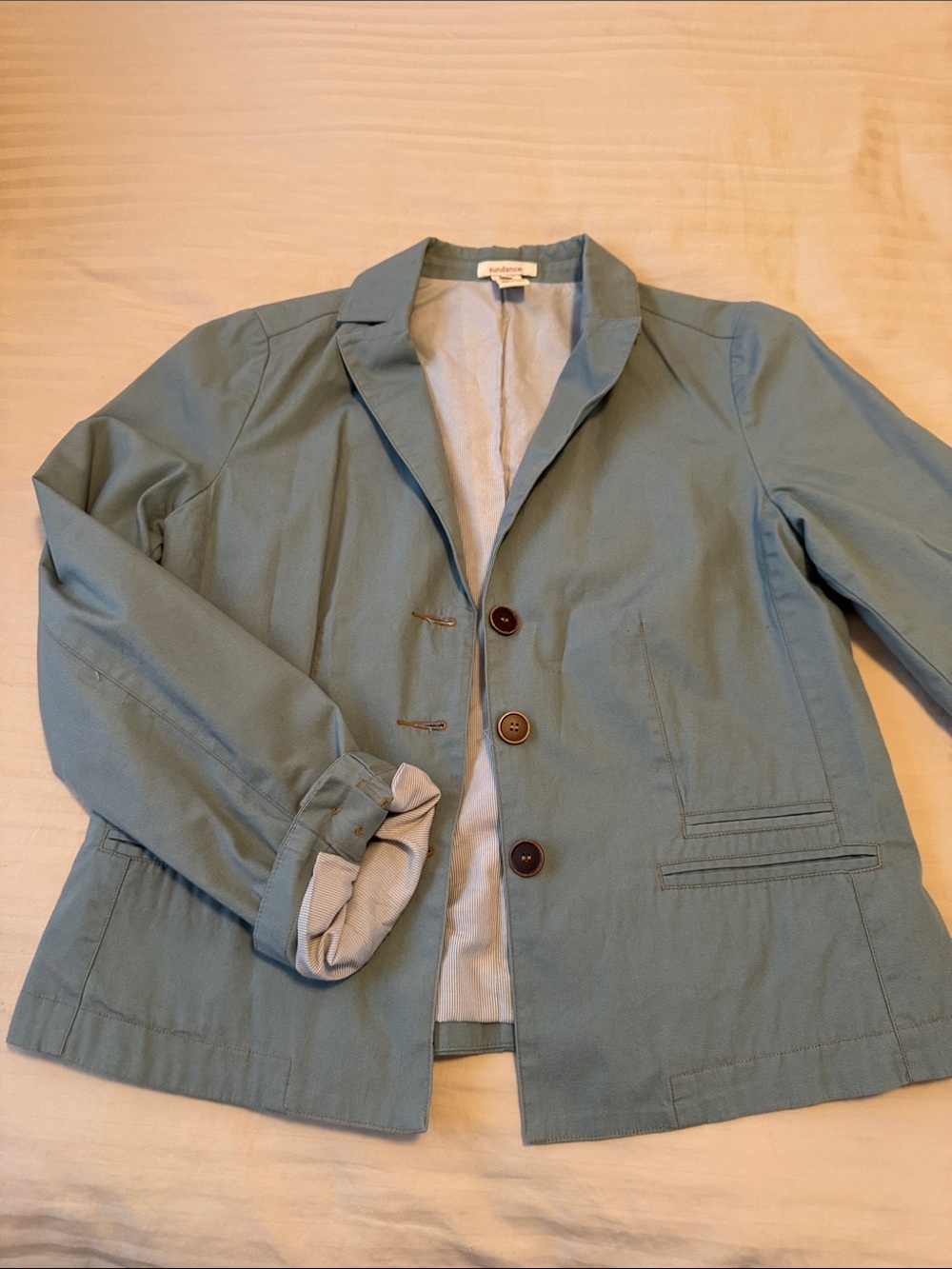 Sundance Lightweight Cotton Blazer in Light Greenish Blue